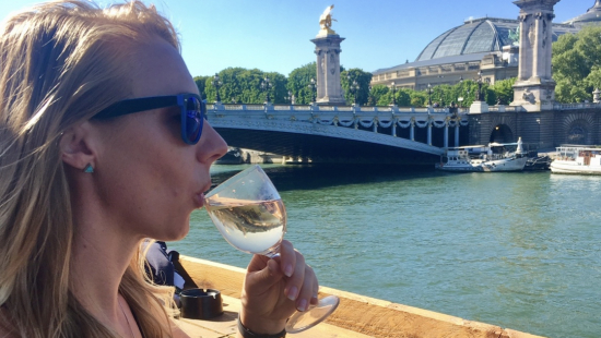 Sipping wine in Paris
